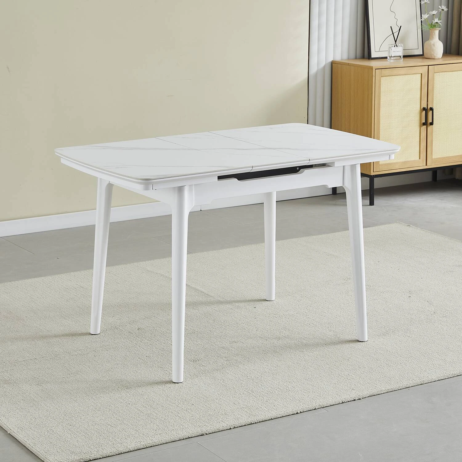 Стіл обідній розкладний Bjorn Askold 95-120х70х76 Snow White Matt (white legs)