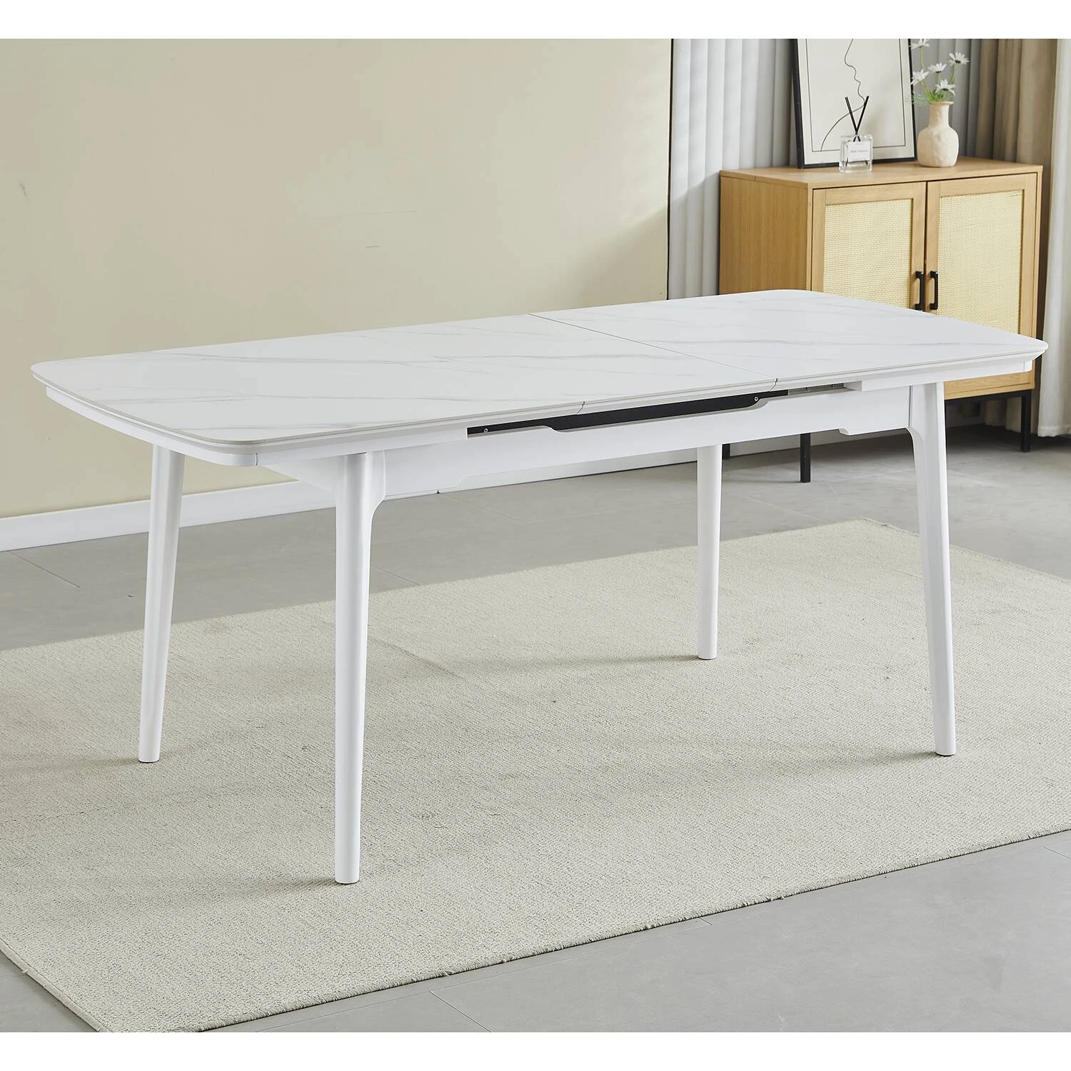 Стіл обідній розкладний Bjorn Askold 120-160х80х76 Snow White Matt (white legs)