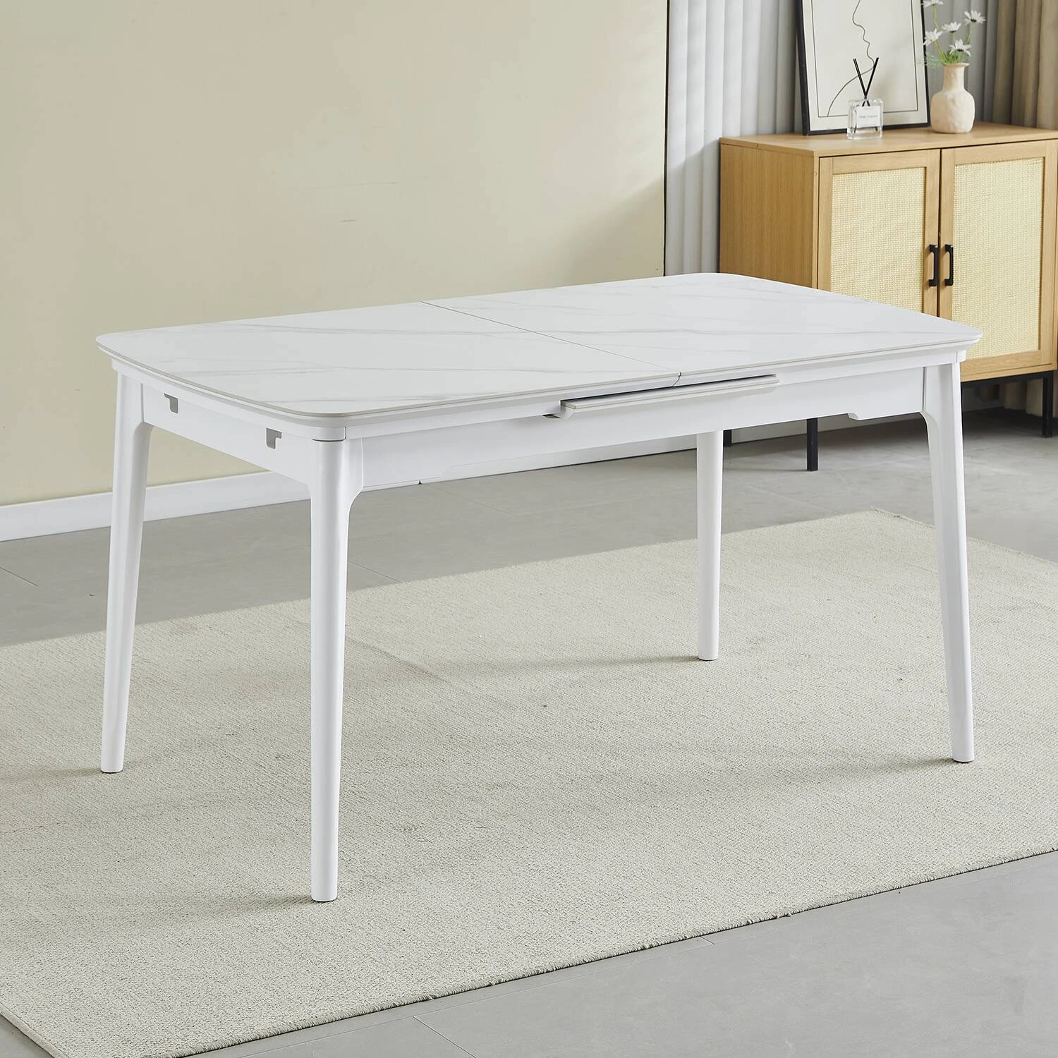 Стіл обідній розкладний Bjorn Askold 140-180х80х76 Snow White Matt (white legs)