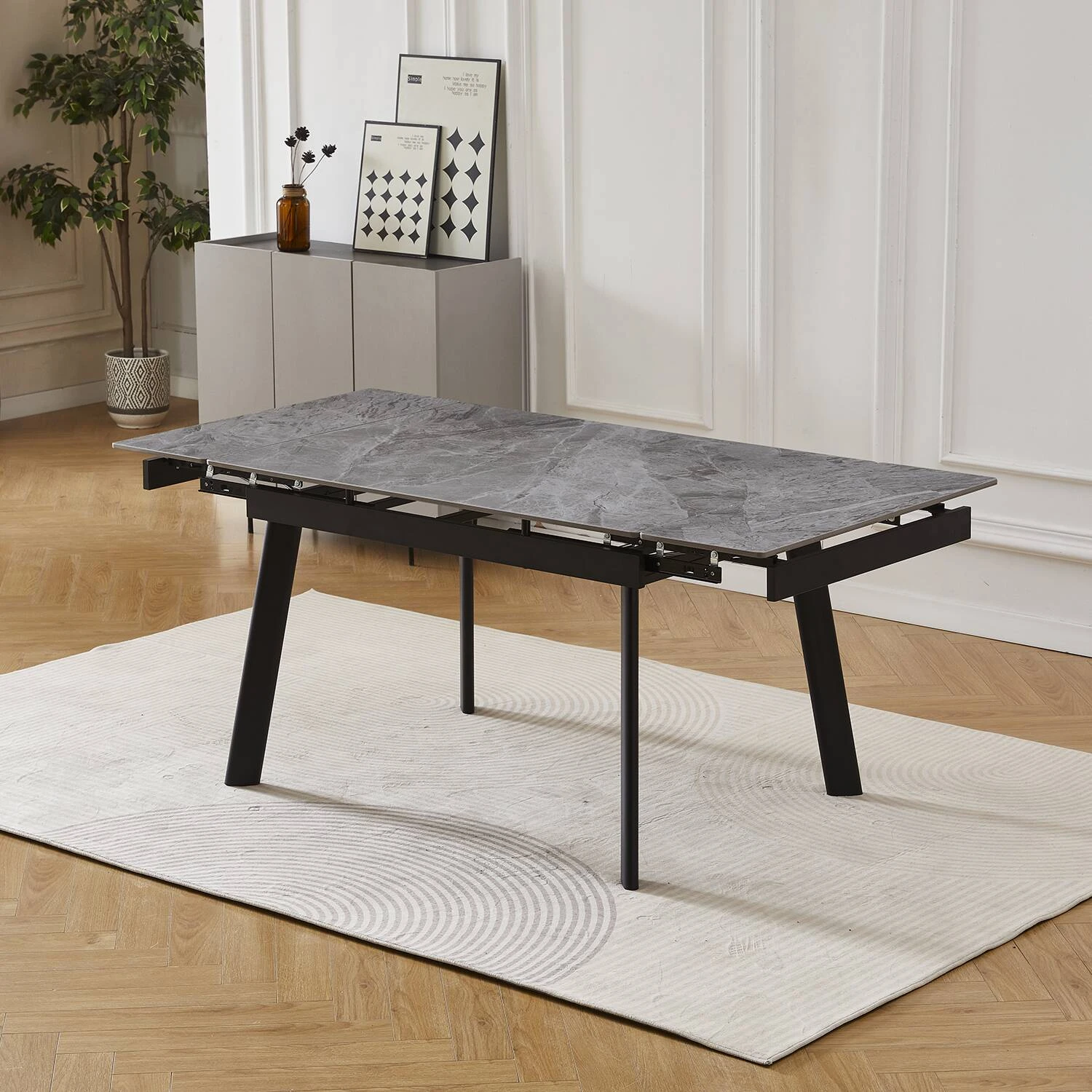 Стіл обідній розкладний Bjorn Velvet 120-180х90х76 Italy grey Glossy