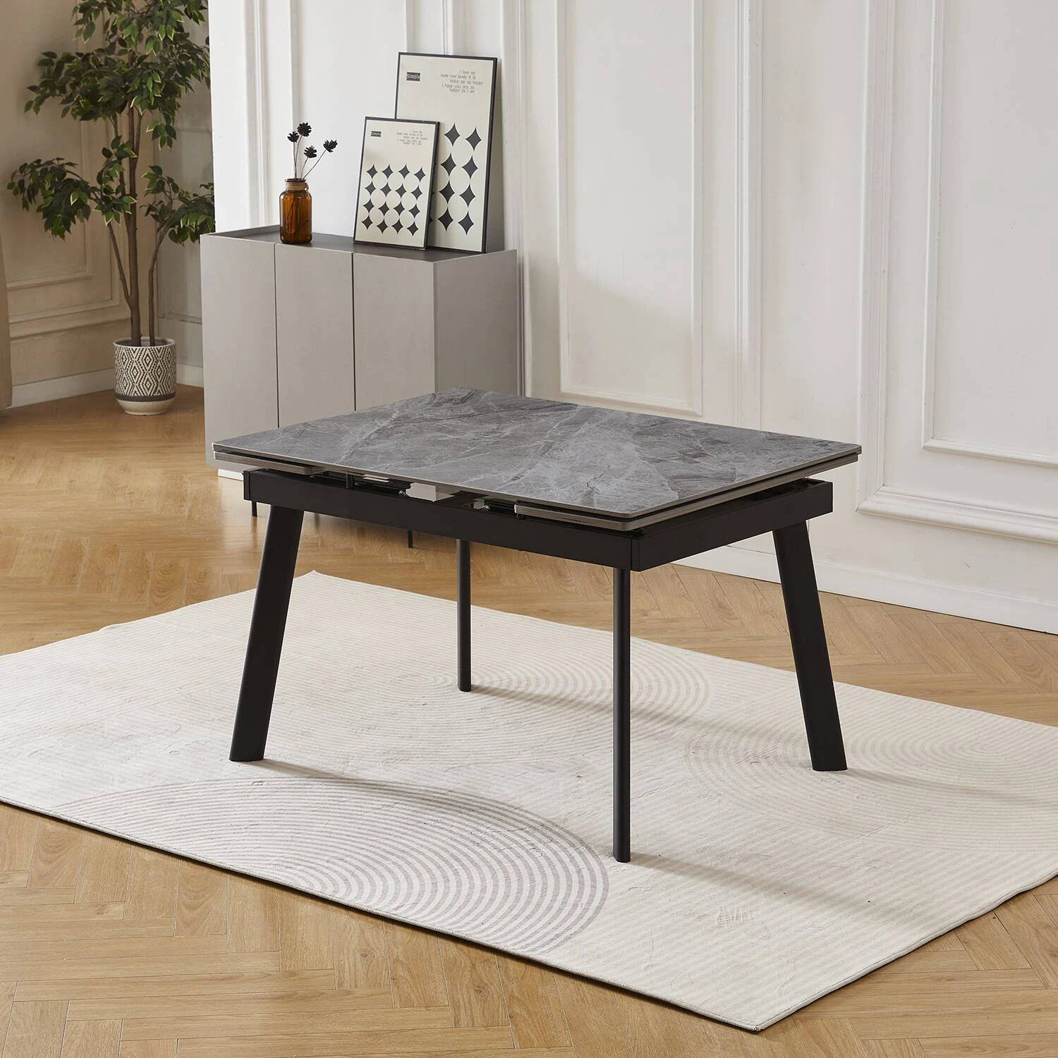 Стіл обідній розкладний Bjorn Velvet 120-180х90х76 Italy grey Glossy