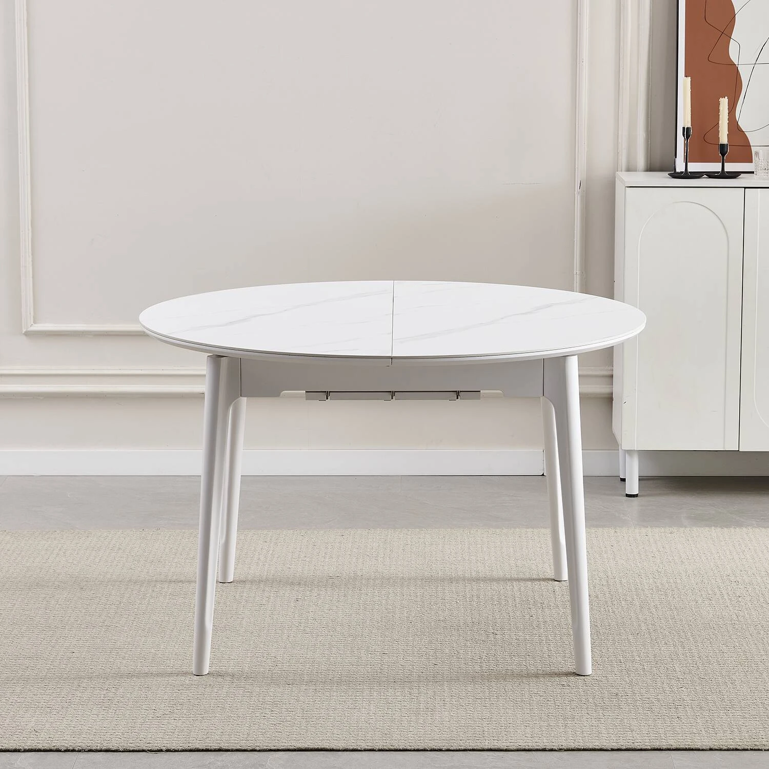 Стіл обідній розкладний Bjorn Askold R 120-160х120х76 Snow White Matt (white leg)