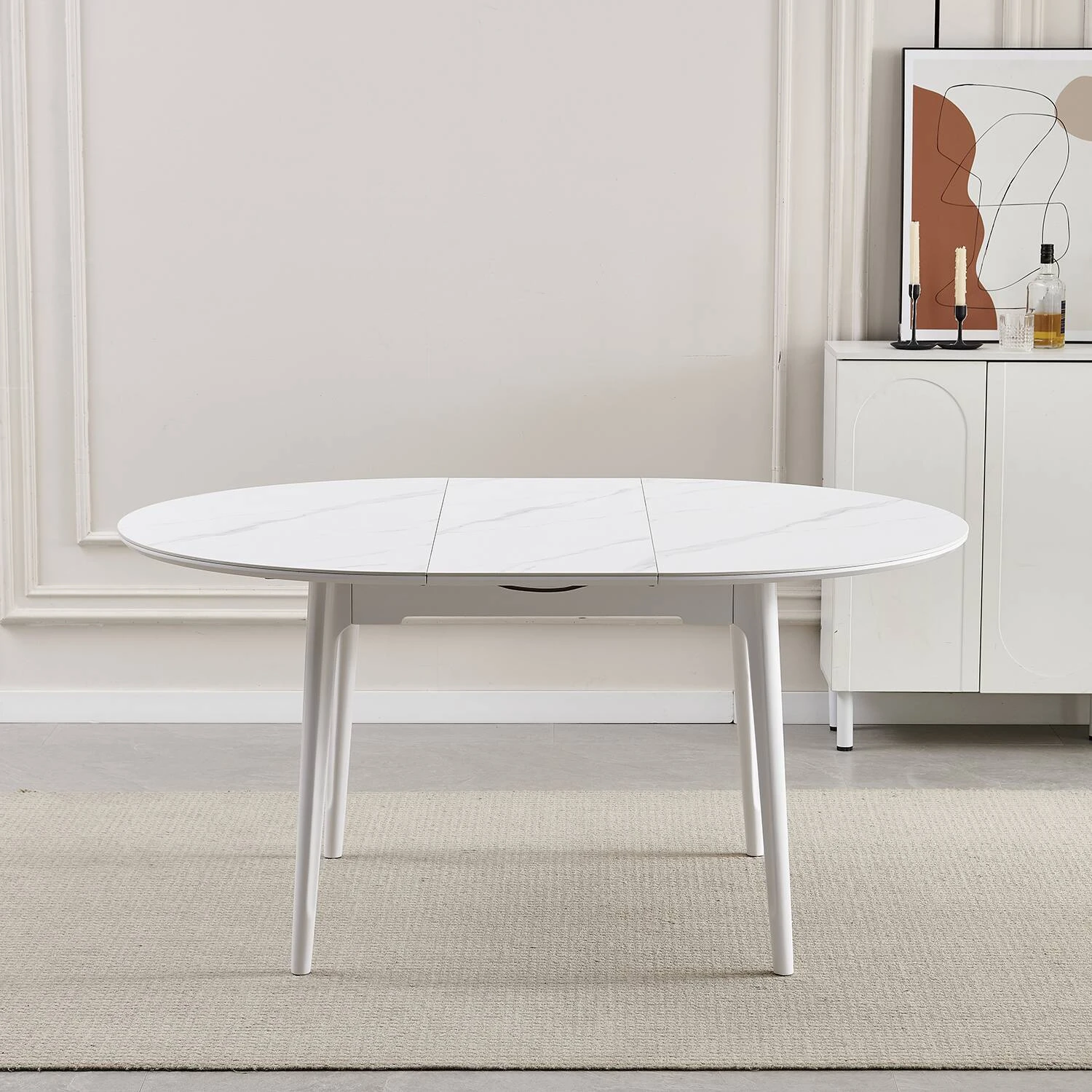 Стіл обідній розкладний Bjorn Askold R 120-160х120х76 Snow White Matt (white leg)