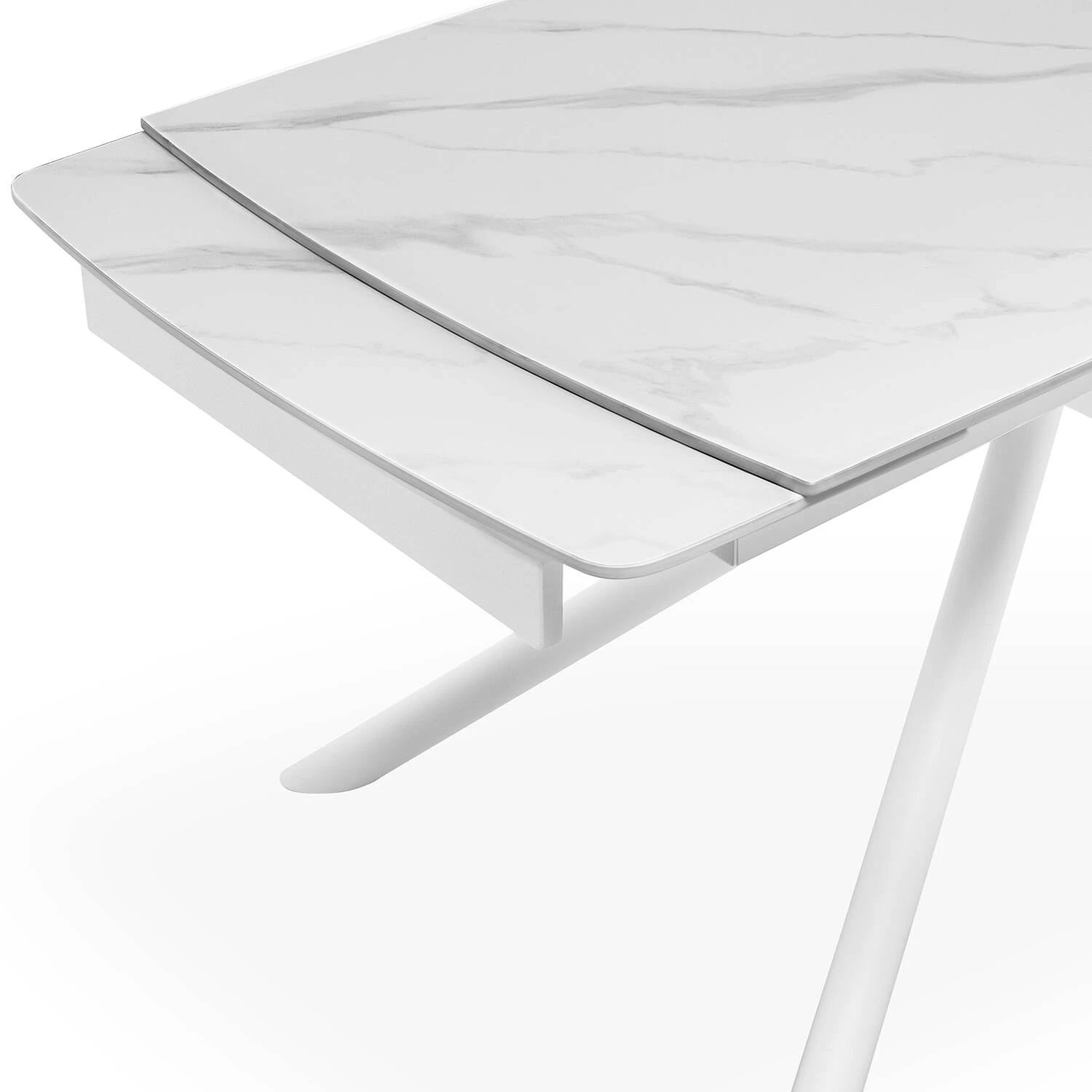 Стіл обідній розкладний Bjorn Philip 140-200х90х75 Snow stone Matt (white legs)