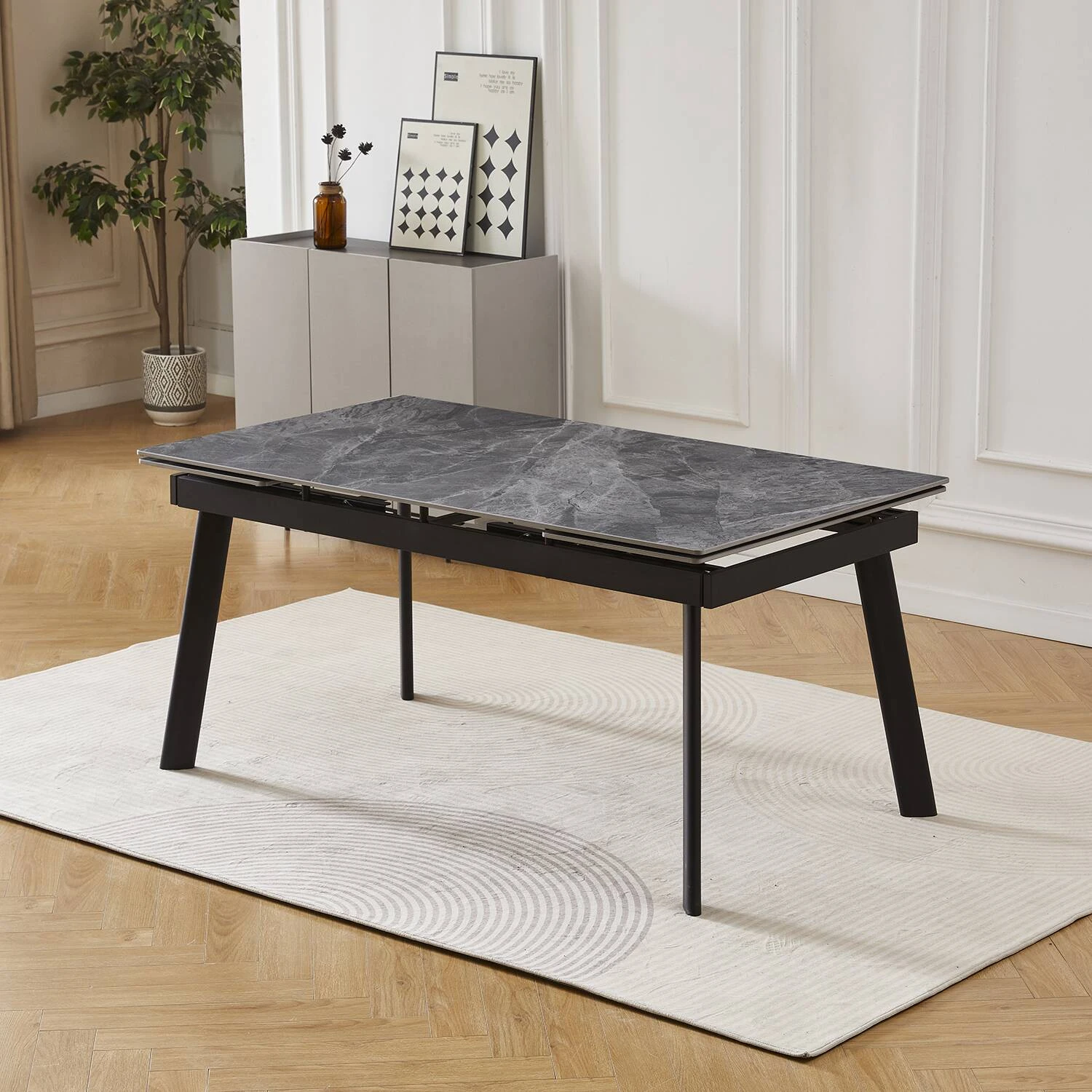 Стіл обідній розкладний Bjorn Velvet 160-240х90х76 Italy grey Glossy