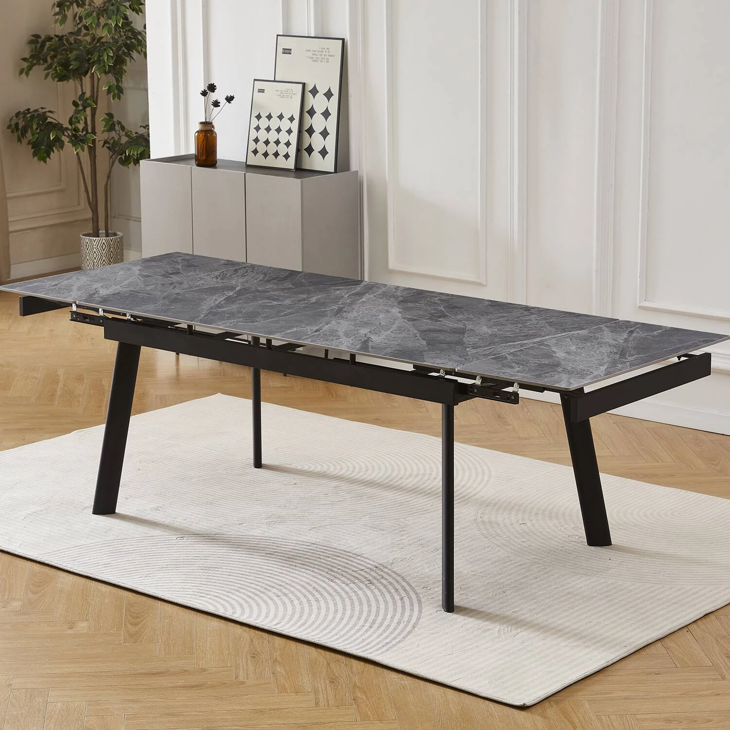 Стіл обідній розкладний Bjorn Velvet 160-240х90х76 Italy grey Glossy