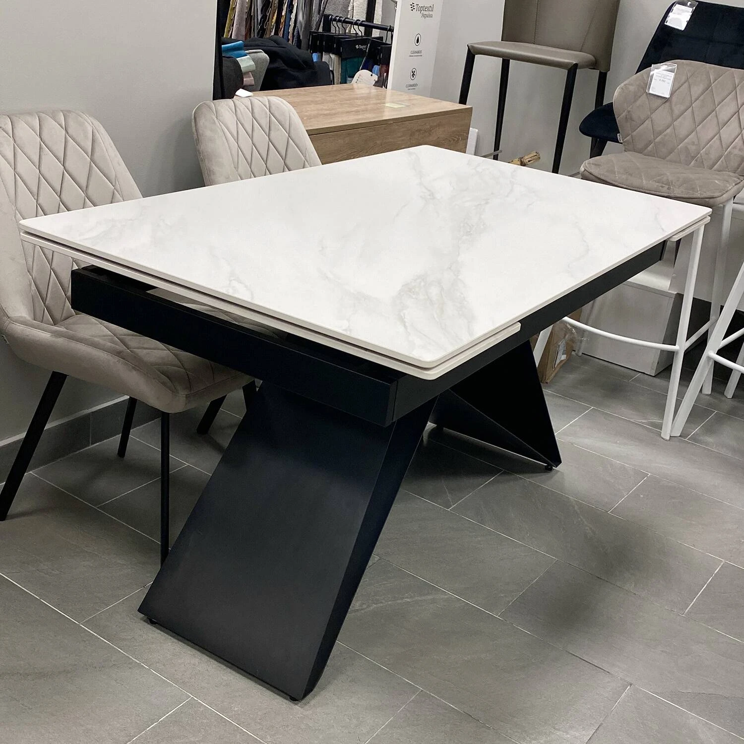 Стіл обідній розкладний Roland (140-200)х80х75 Silver White Silk Matt