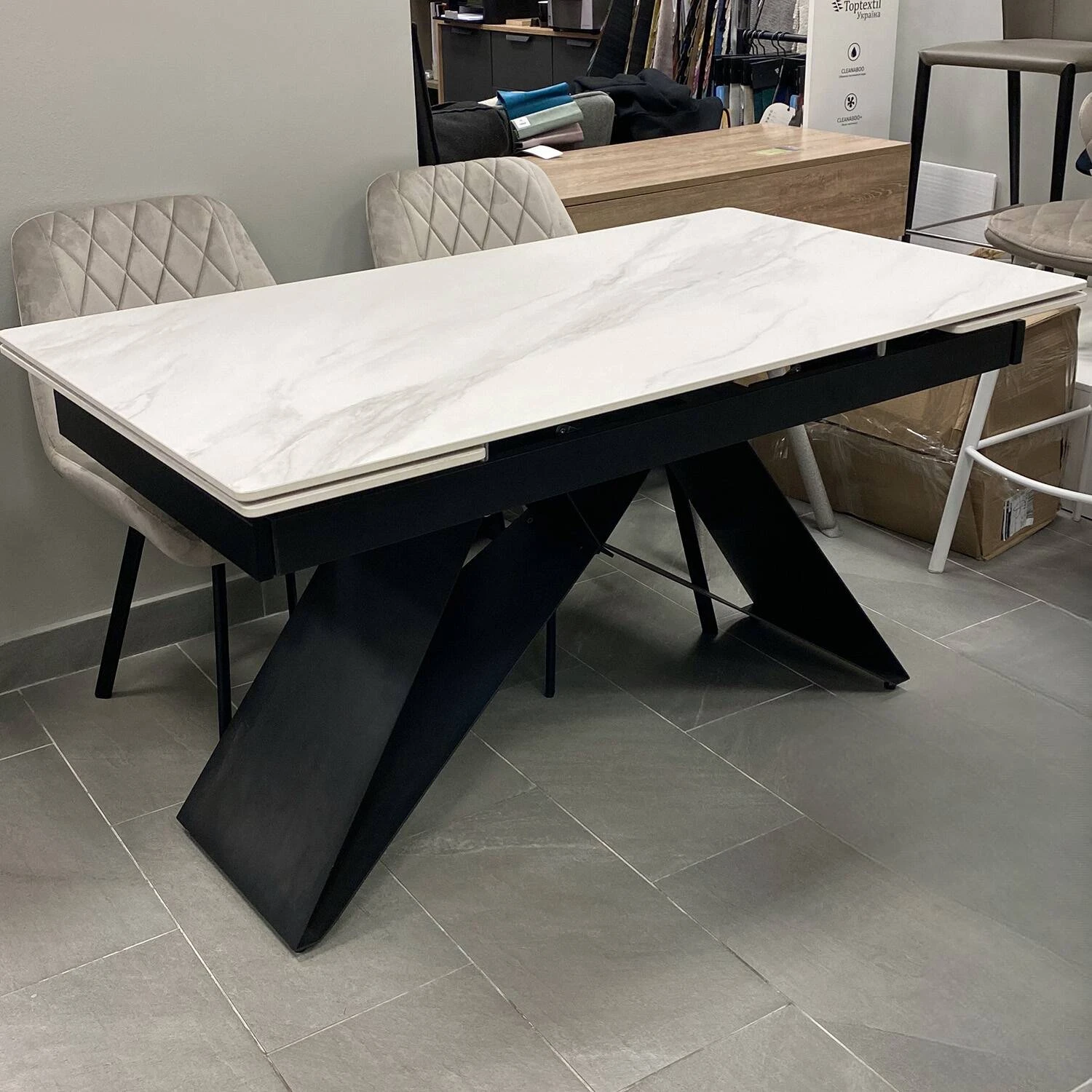 Стіл обідній розкладний Roland (140-200)х80х75 Silver White Silk Matt