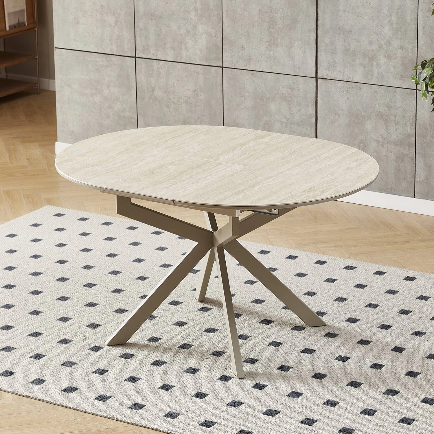 Стіл обідній розкладний Bjorn Atlas 105-138х105х76 Beige Roman Stone Matt (Sahara leg)