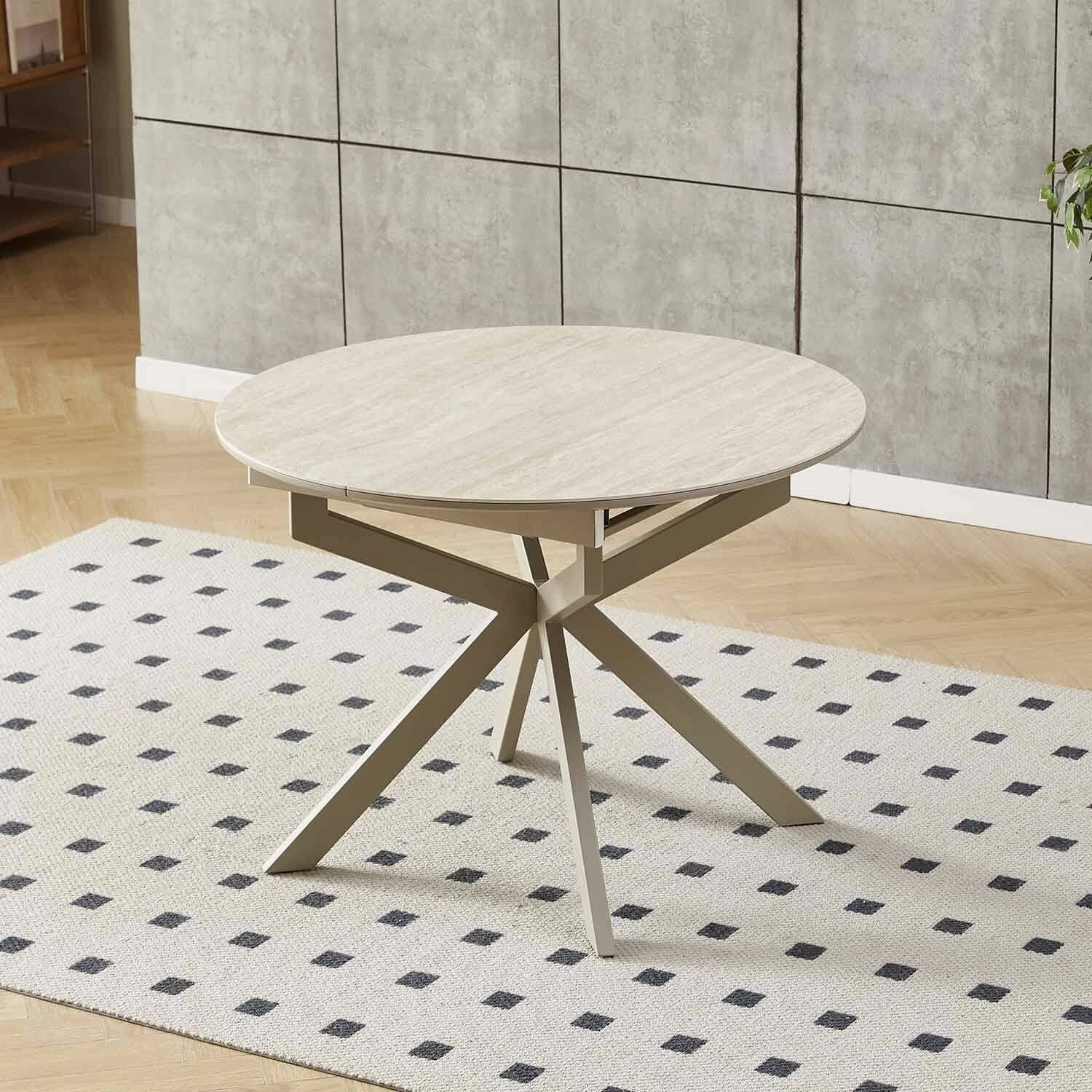 Стіл обідній розкладний Bjorn Atlas 105-138х105х76 Beige Roman Stone Matt (Sahara leg)