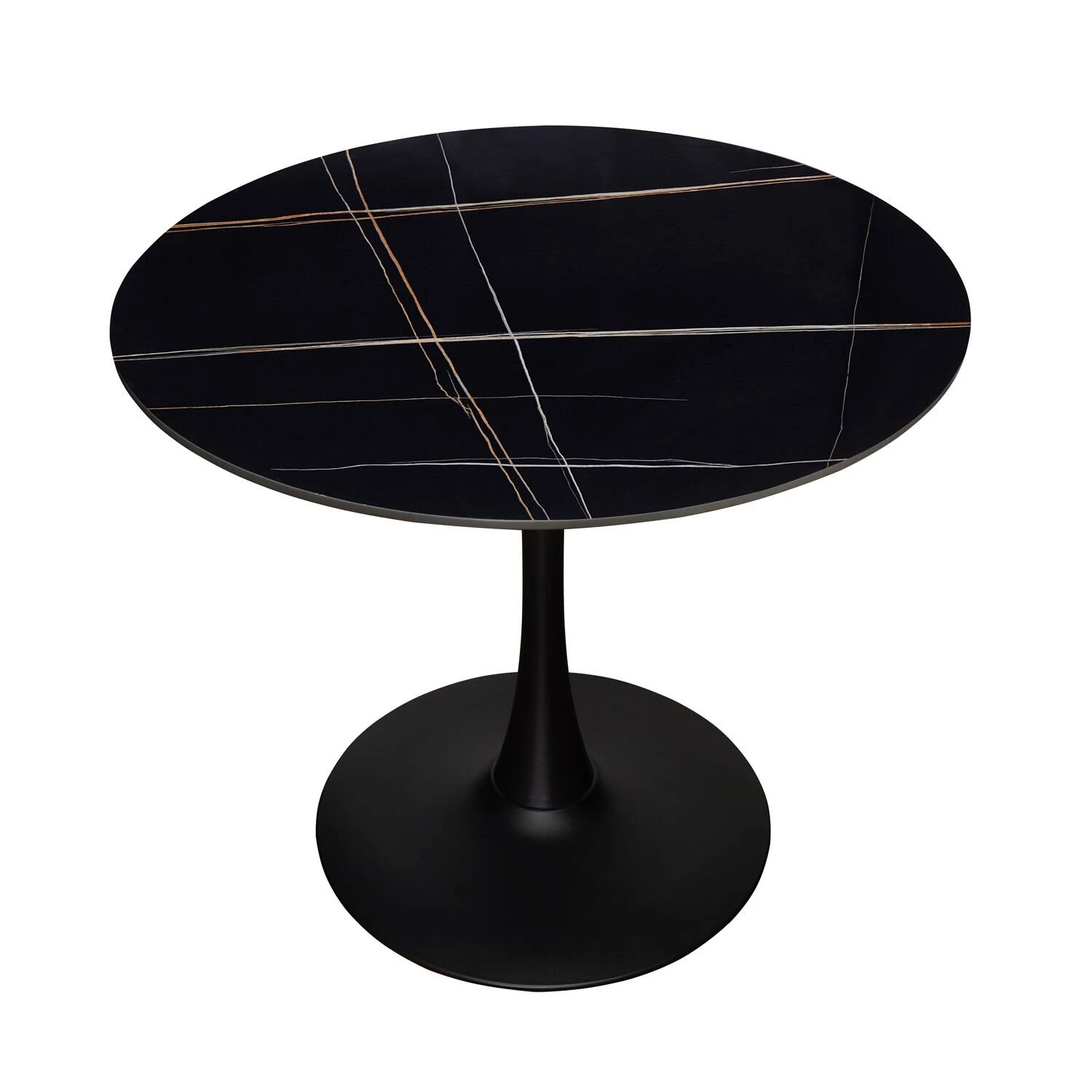 Стіл обідній Bjorn Opal d90хh76 Lauren Gold Glossy (Black leg)