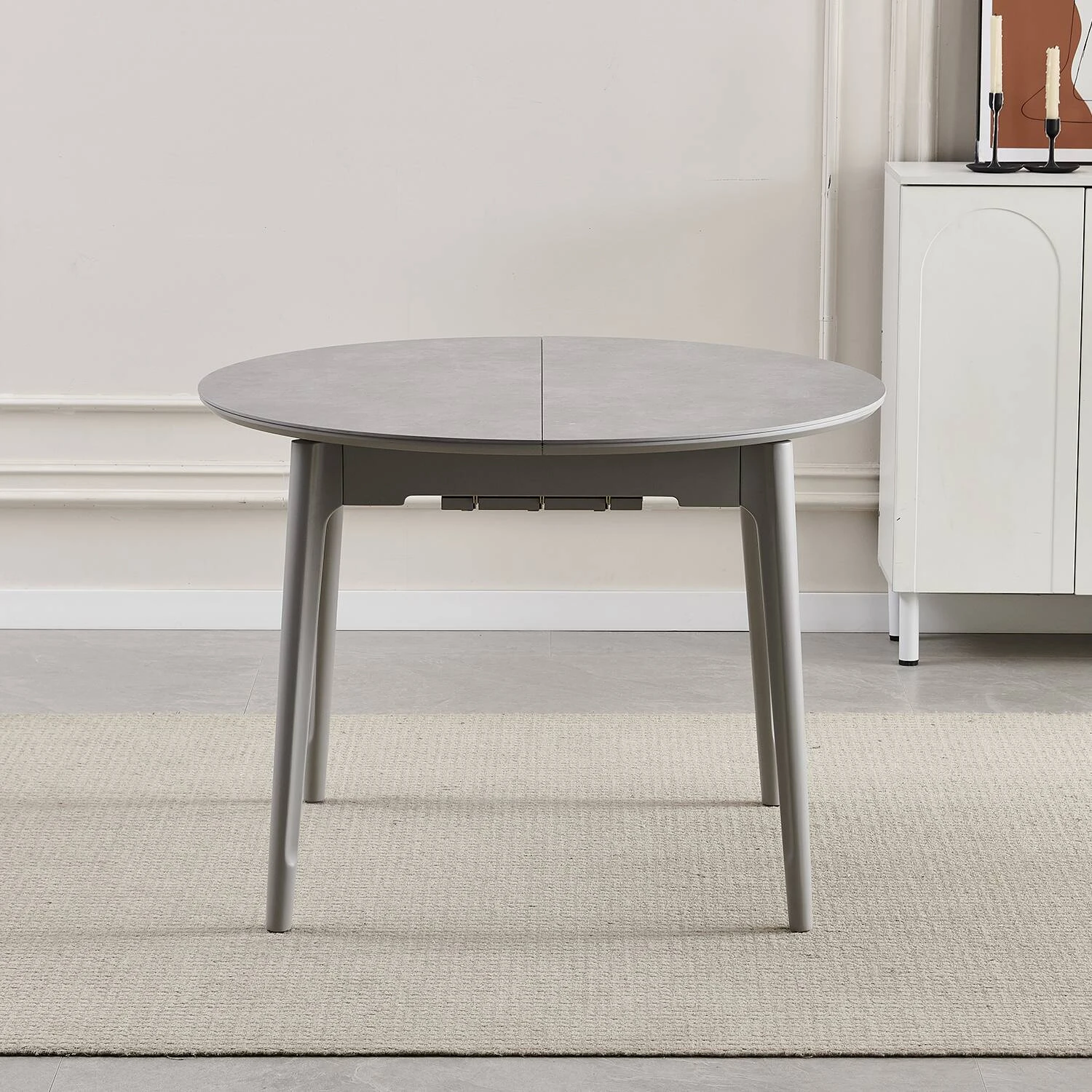 Стіл обідній розкладний Bjorn Askold R 105-135х105х76 Vic Light Grey (grey leg)