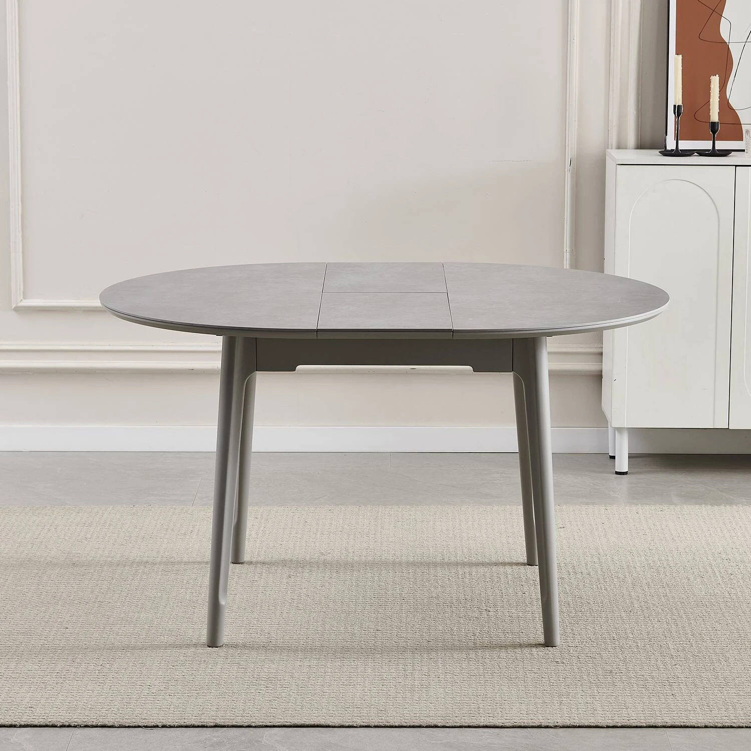 Стіл обідній розкладний Bjorn Askold R 105-135х105х76 Vic Light Grey (grey leg)